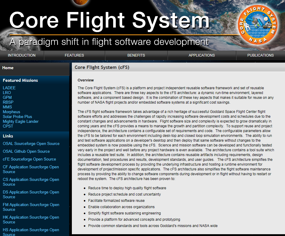 NASA cFS Website